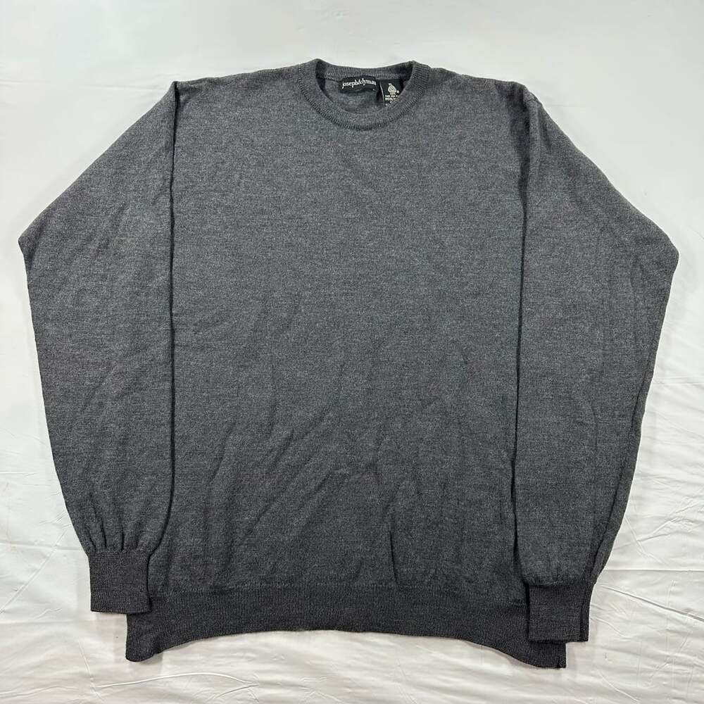 Joseph & Lyman Crewneck Sweater Mens XL Gray Extra Fine Merino Wool Pullover